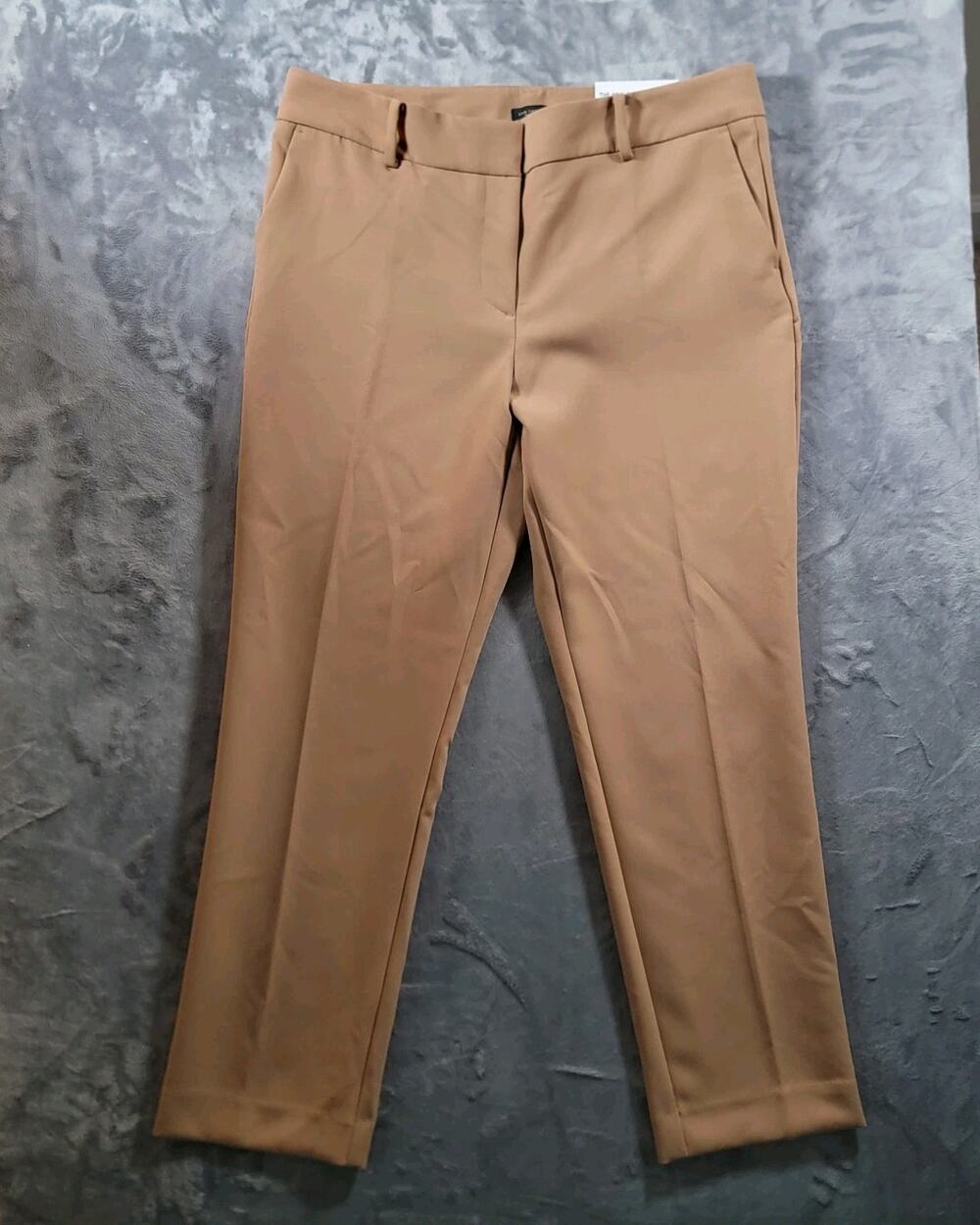 NWT Ann Taylor 10 Ankle Mid Rise Slim Leg Pants Tan Brown